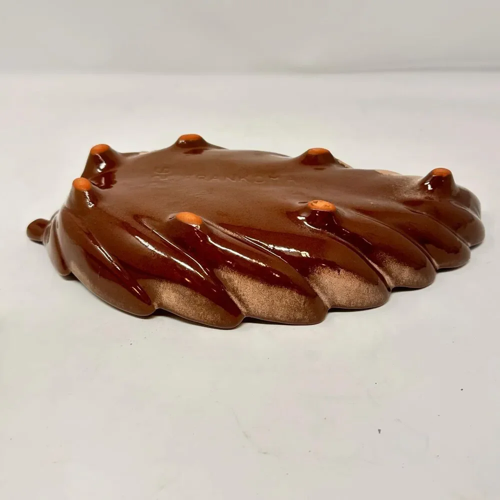 Vintage Frankoma Pottery 226 Leaf Dish Plainsman Brown Ceramic Bowl Tray MCM